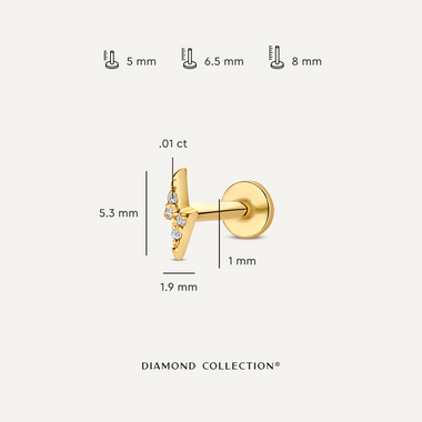 14 Karat Gold with Diamonds Diamond Lightning Bolt Piercing (0.01 ct) - 8