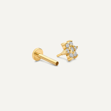 14 Karat Gold with Diamonds Diamond Flower Piercing (0.05 ct) - 8