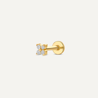 14 Karat Gold with Diamonds Diamond Clover Piercing (0.04 ct) - 1