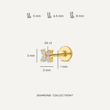 14 Karat Gold with Diamonds Diamond Clover Piercing (0.04 ct) - 10