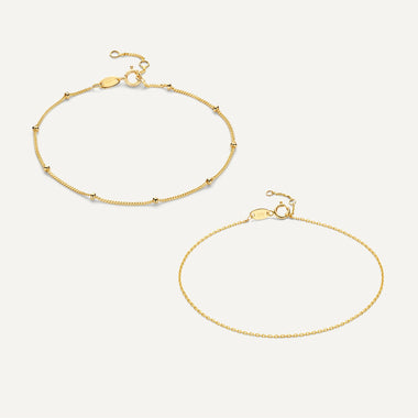18 Karat Gold Stationed Essential Bracelets Set - 1