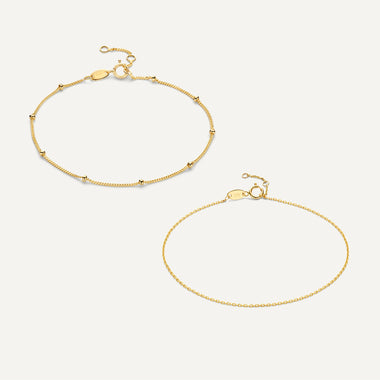 14 Karaat Goud Stationed Essential Armbanden Set - 1