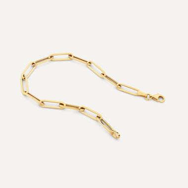 14 Karat Gold Paperclip Chain Bracelet - 6