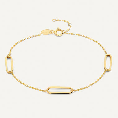 585er Gold Stationed Paperclip Gliederarmband - 1