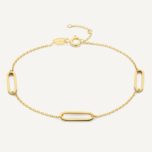 14 Karat Gold Stationed Paperclip Chain Bracelet