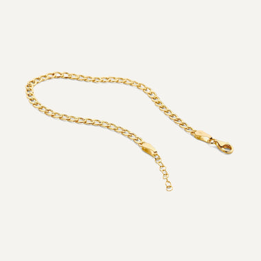 14 Karat Gold Curb Chain Bracelet - 7