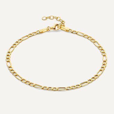 Or jaune 14 carats (585/1000) Bracelet Chaîne Figaro - 1
