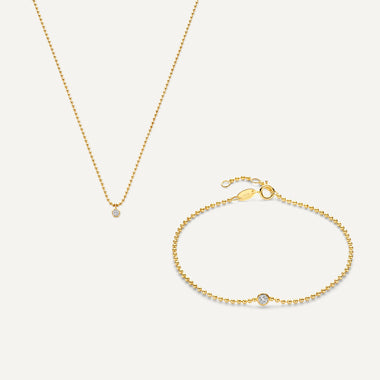 14 Karaat Goud Bezel Set Zirkonia Bolletjes Set - 1