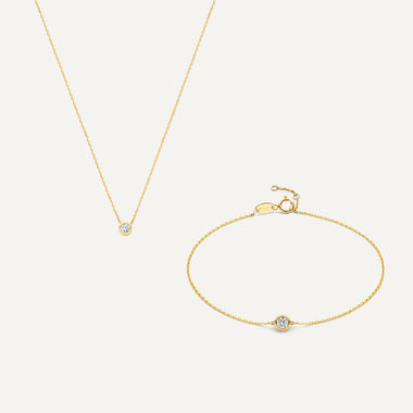 14 Karaat Goud Bezel Set Zirkonia Set - 1