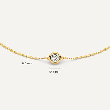 14 Karat Gold Solo Bezel Set Cubic Zirconia Chain Bracelet - 7