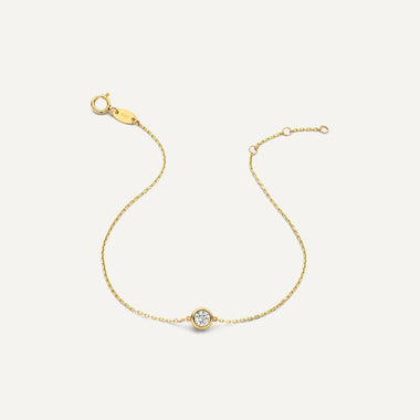 14 Karaat Goud Solo Bezel Set Zirkonia Armband - 5