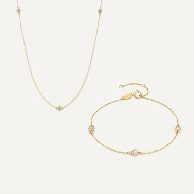 14 Karat Gold Satellite Bezel Set Cubic Zirconia Set - 1
