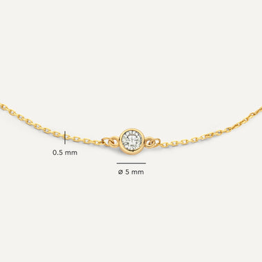 Or 14 Carats Bracelet Chaînes Bezel Satellite Zircon - 7