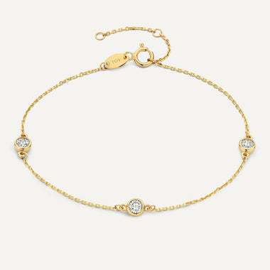 14 Karat Gold Satellite Bezel Set Cubic Zirconia Bracelet - 1