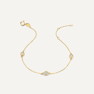 14 Karat Gold Satellite Bezel Set Cubic Zirconia Chain Bracelet - 4