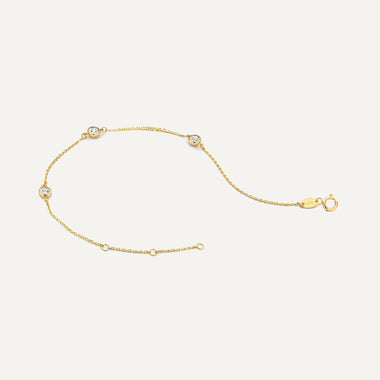 14 Karat Gold Satellite Bezel Set Cubic Zirconia Bracelet - 6