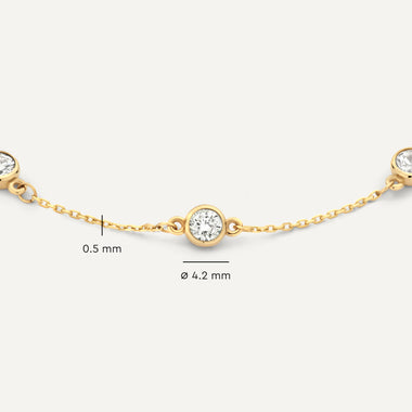 14 Karaat Goud Stationed Bezel Set Zirkonia Armband - 9