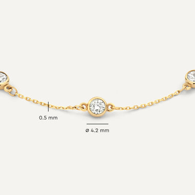 585er Gold Stationed Bezel Set Zirkonia Gliederarmband - 8