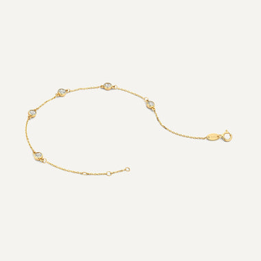 14 Karaat Goud Stationed Bezel Set Zirkonia Armband - 7