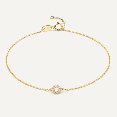 14 Karat Gold Pavé Cubic Zirconia Open Halo Bracelet - 1