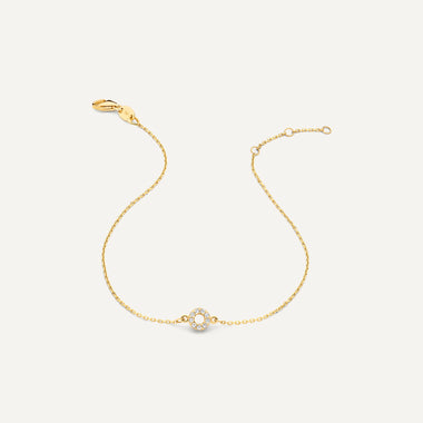 14 Karat Guld Pavé Zirkonia Åben Halo Armbånd - 7