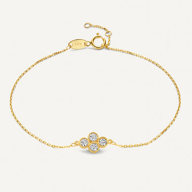 14 Karat Gold Cubic Zirconia Flower Bracelet - 1