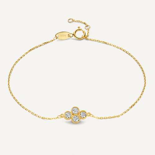 14 Karat Gold Cubic Zirconia Flower Bracelet