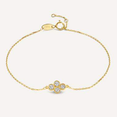 14 Karaat Goud Zirkonia Bloemen Set - 9