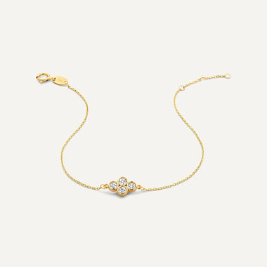 14 Karat Gold Cubic Zirconia Flower Bracelet - 7