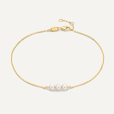14 Karat Guld Kædet Perle Armbånd - 1