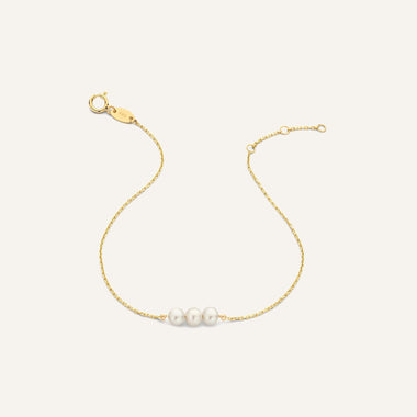 14 Karaat Goud Geschakelde Parel Armband - 5