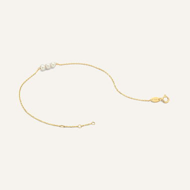 14 Karaat Goud Geschakelde Parel Armband - 6