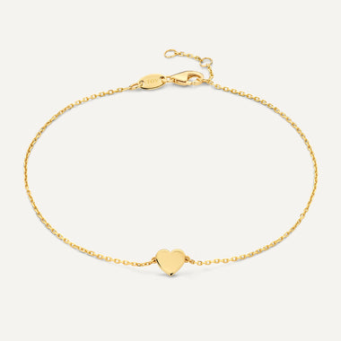 Ouro de 14 quilates Pulseira Coração - 1