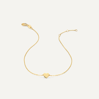 Ouro de 14 quilates Pulseira Coração - 8