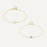 Open Hart Round Cut Zirkonia Armbanden Set