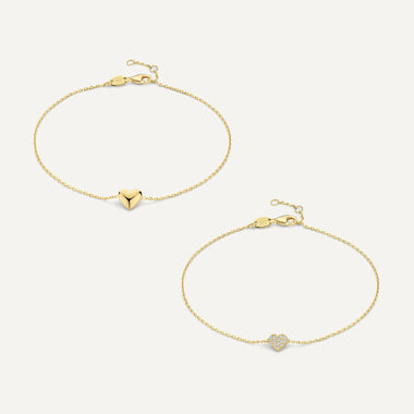 14 Karat Gold Set de pulseiras coração duo - 1
