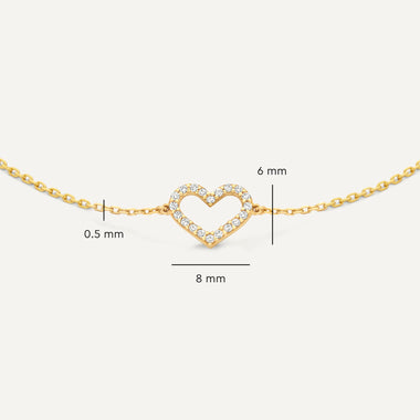 14 Karat Gold Pavé Cubic Zirconia Open Heart Bracelet - 7