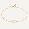 14 Karat Gold Pavé Cubic Zirconia Open Heart Bracelet - 1