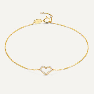 Pavé Zirkonia Åbent Hjerte Armbånd