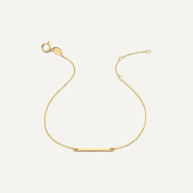 Or 14 Carats Bracelet Bar - 5