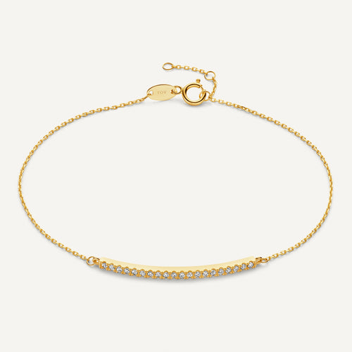 14 Karat Gold Pavé Cubic Zirconia Bar Bracelet