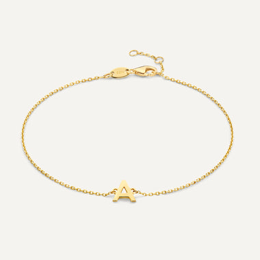 Oro de 14 quilates Pulsera Esencial con Inicial - 1
