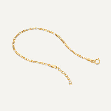 Or 14 Carats Bracelet Chaîne Fin Figaro - 7