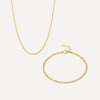 Or 14 Carats Set de Chaîne Fin Curb - 1