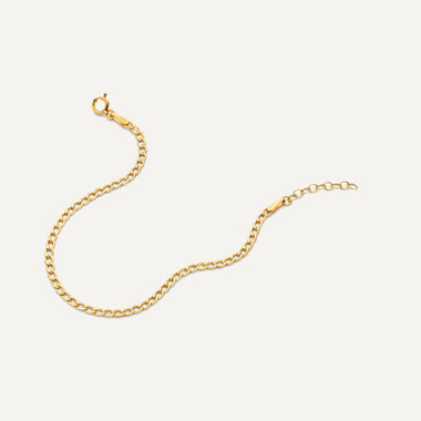 14 Karat Gold Slim Curb Chain Bracelet - 7