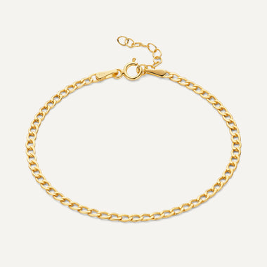 14 Karat Gold Slim Curb Chain Bracelet - 1