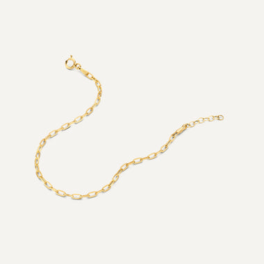 Or 14 Carats Bracelet Chaîne Fin Paperclip - 5