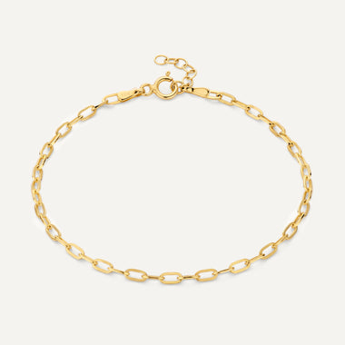 Or 14 Carats Bracelet Chaîne Fin Paperclip - 1