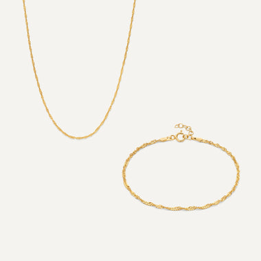 Or 14 Carats Set de Corde Fin Torsadée - 1