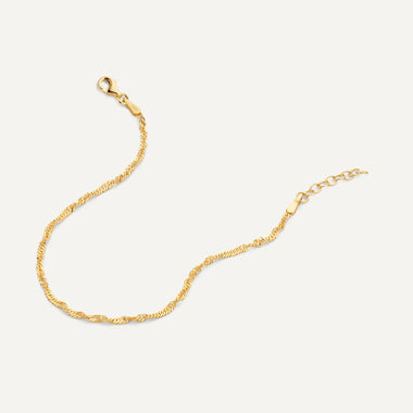 14 Karat Gold Slim Twisted Rope Bracelet - 7
